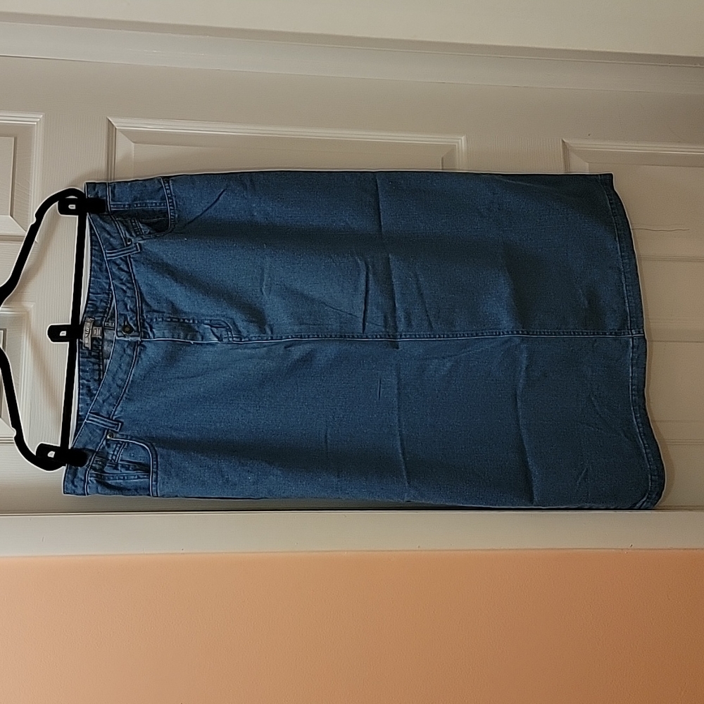 Jessica London Classic Denim Skirt, Long, Size 18W, Medium Stonewash BNWT